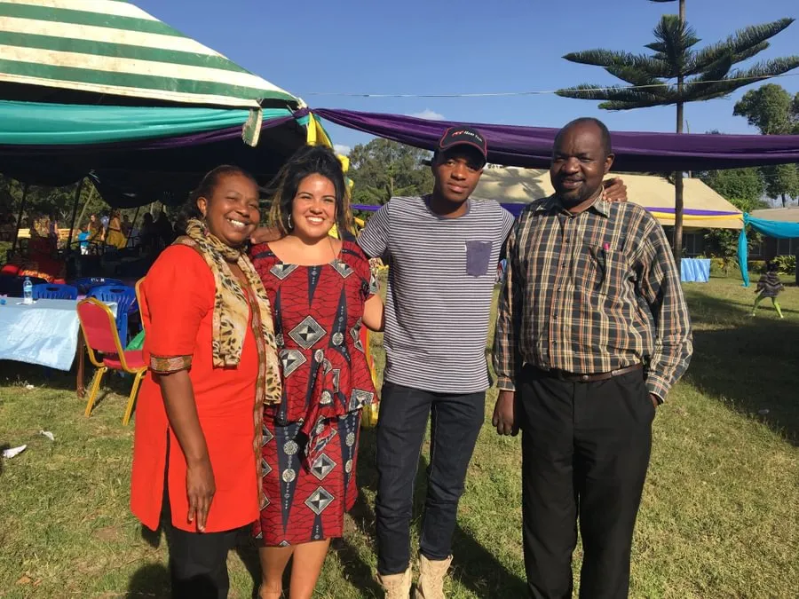 Venissa Ledesma ’19 with her host family in Arusha, Tanzania, 2017.