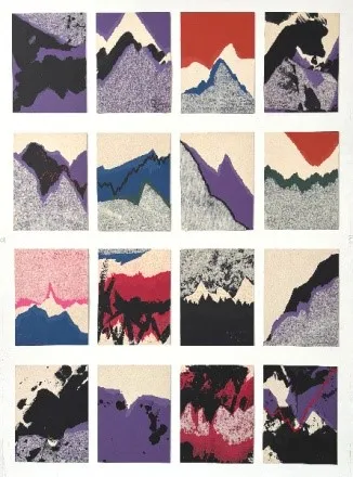 Image of The Dow Moments, Ink painting on hand-torn color mat boards, Jan – Aug 2025