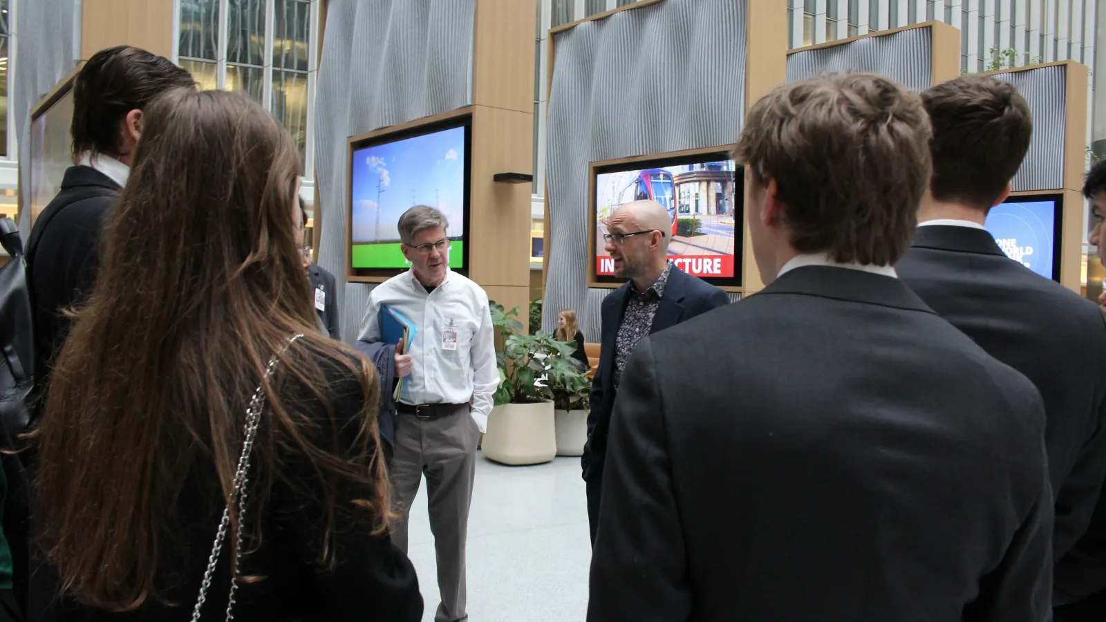 group meeting in a lobby