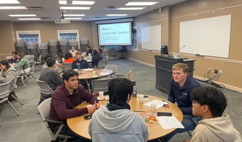 Students engaged in group discussion.