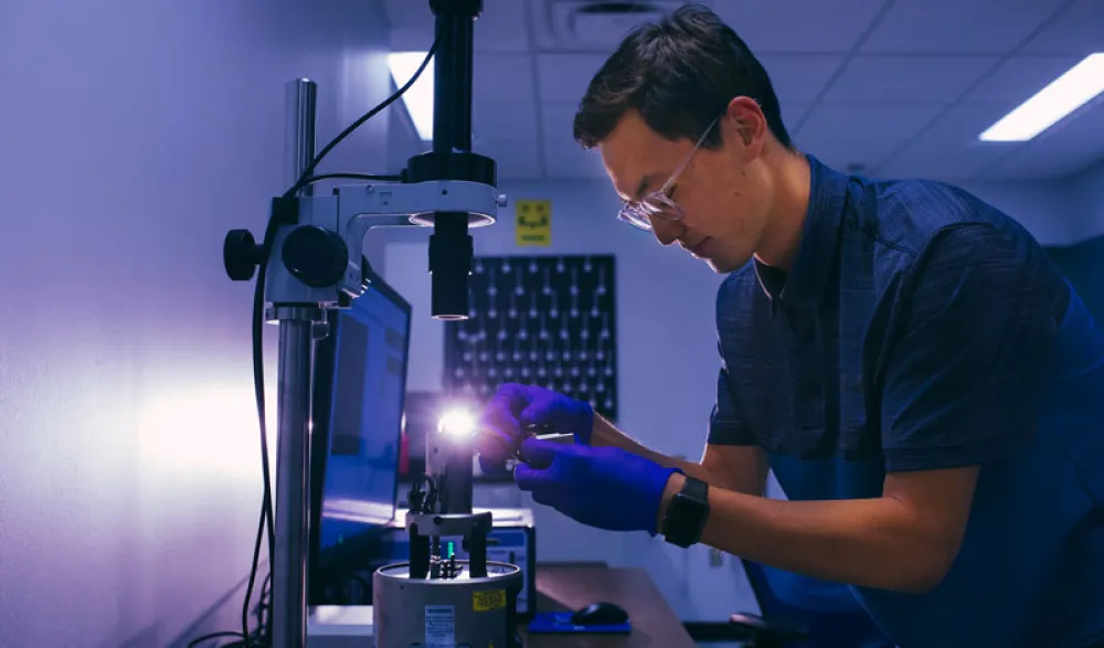 A student works on a project.