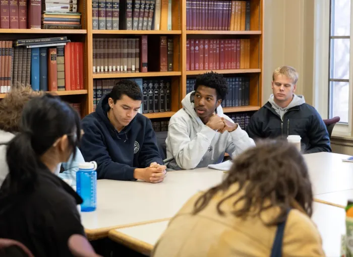students at table