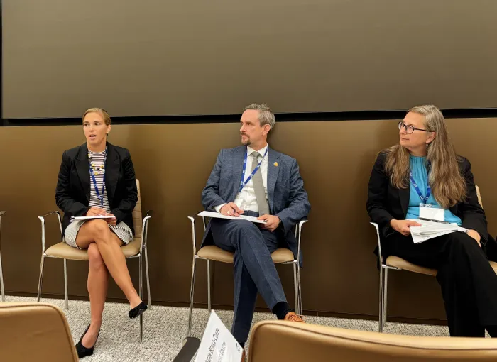 panel speaking at UN