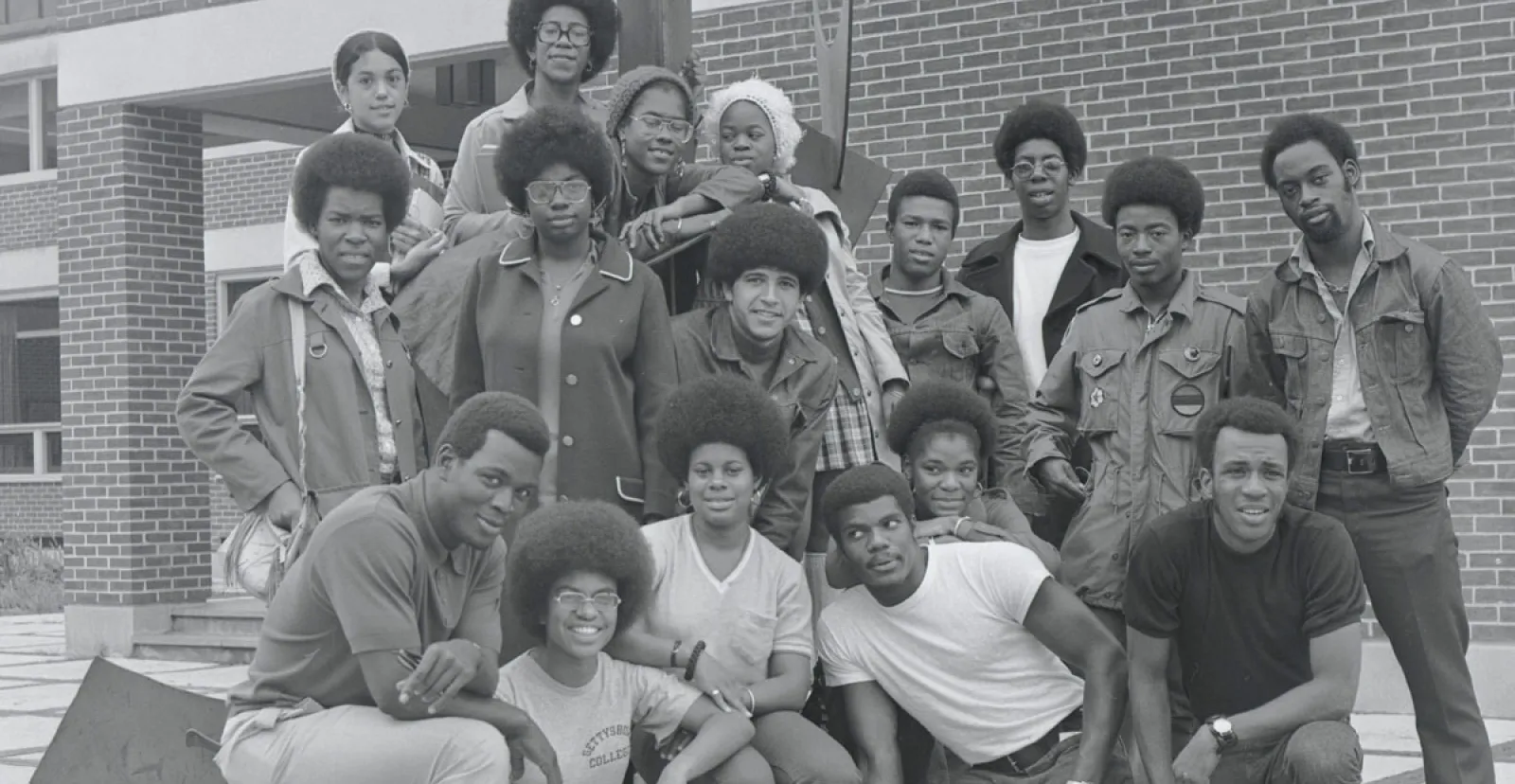 historical black and white photo of group of students of color