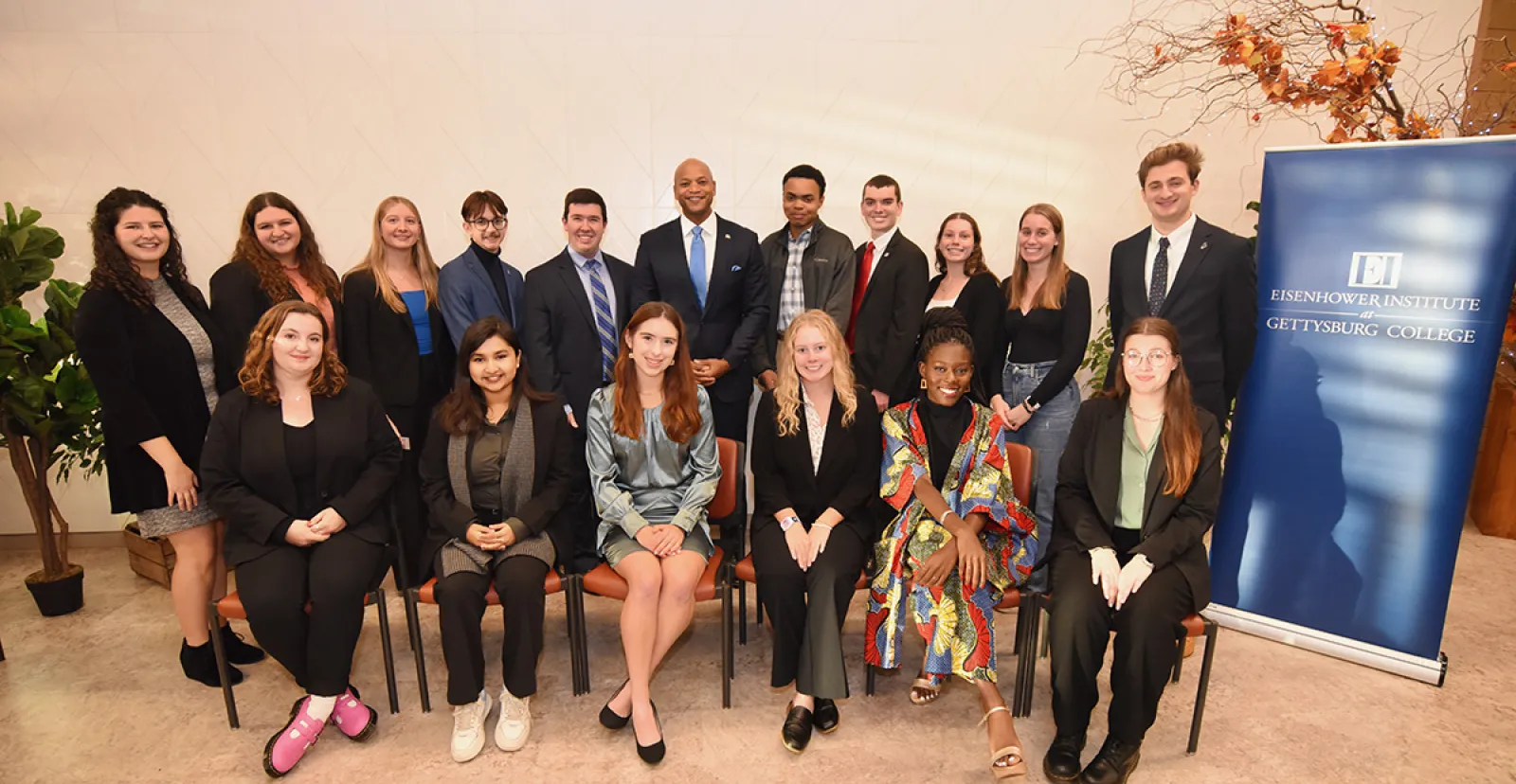 Eisenhower Institute participants and other student leaders take a picture with Gov. Moore