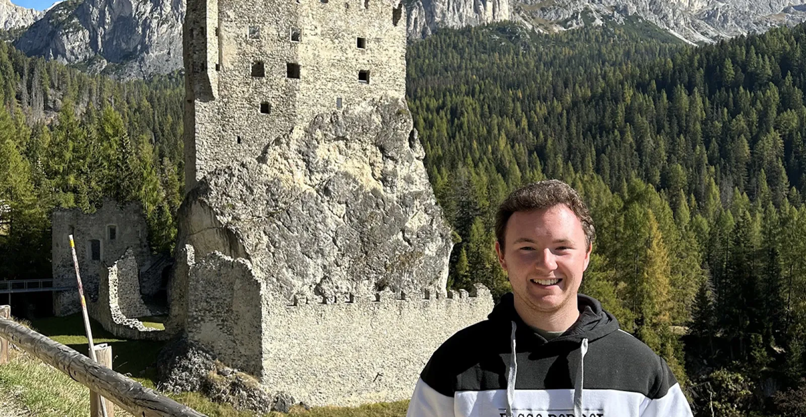 Jack Herr ’23 in the Dolomite region of the northern Italian Alps
