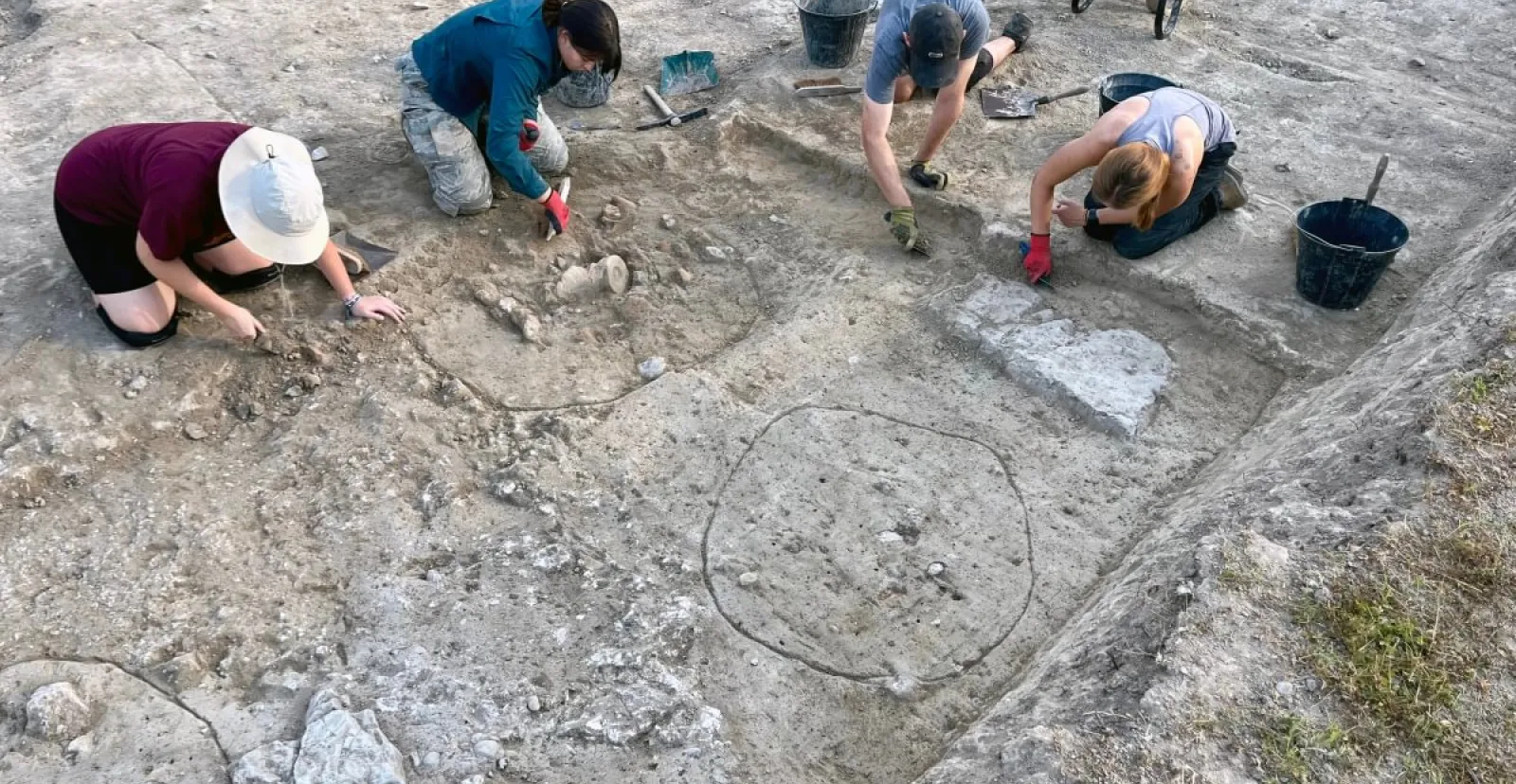 Students on an archaeological dig in France