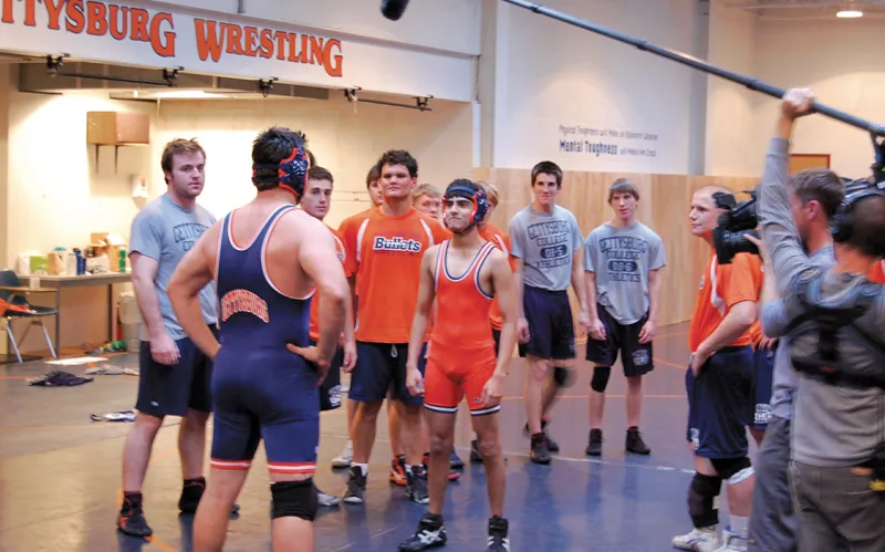 A group of wrestlers