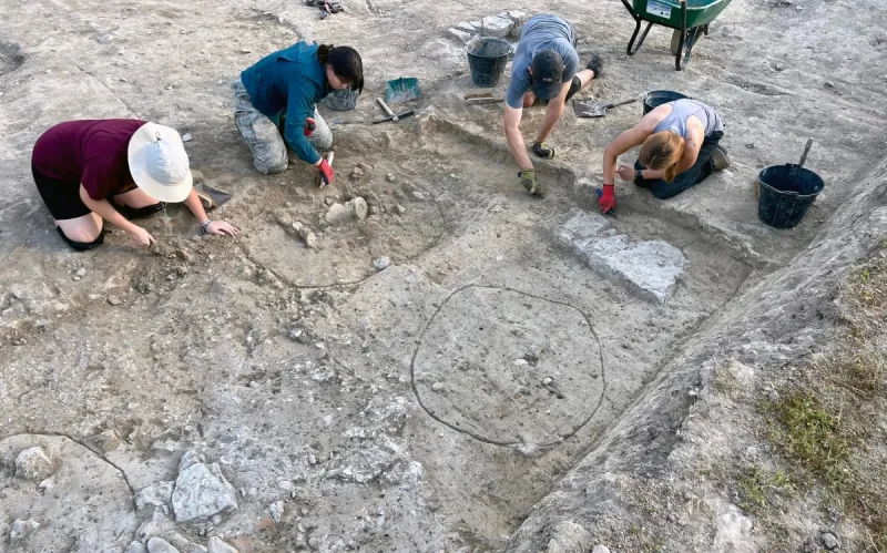 Students on an archaeological dig in France